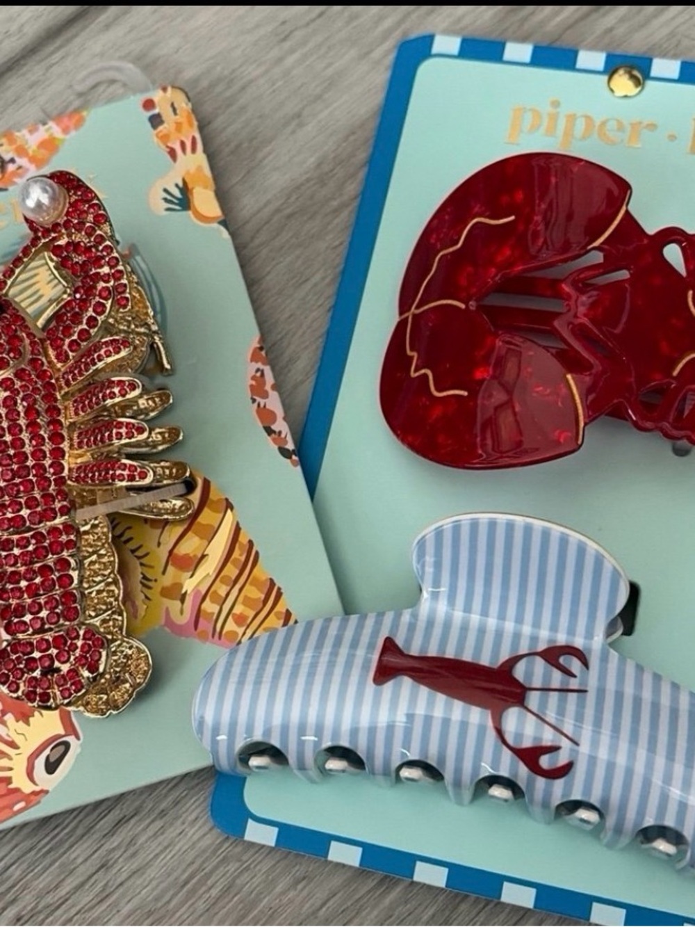 Piper K Red Lobster Hair Clip Set